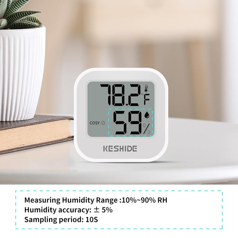 KESHIDE Digital Hygrometer Thermometer for Room Temperature Humidity Meter Indoor Thermometer Accuracy Calibration LCD Temperature Sensor, Bedroom, Baby Room, Office, Greenhouse, Cellar - Image 4